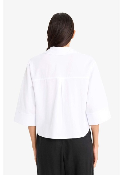 Defacto Oversize Geniş Kalıp Cepli Oxford Kısa Kollu Gömlek F5593ax25smwt32 Beyaz
