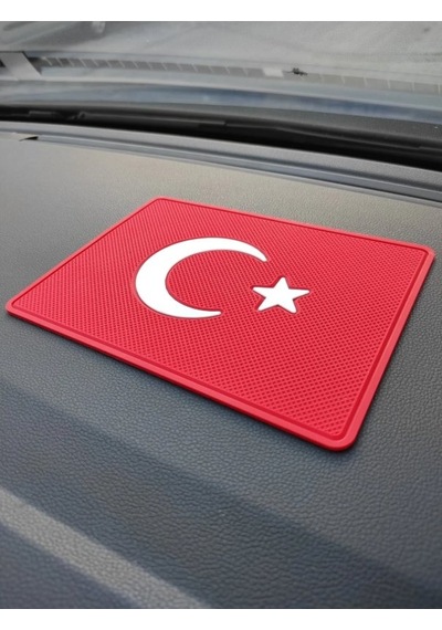 Türk Bayraklı Logolu Kaymaz Torpido Üstü Ped 20x13.5 Cm