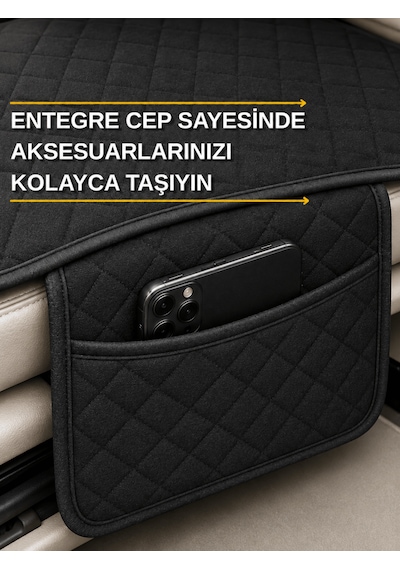 Beylini 2 Adet Oto Ön Koltuk Minderi Koltuk Kılıfı Cepli Lastikli Su Geçirmez Yıkanabilir Kapitone Kumaş Terletmez Universal Çocuk Kedi Köpek Kir Önleyici Kaymaz Set 2'li Set