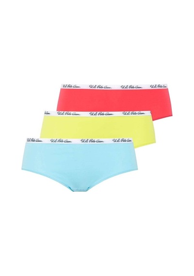 U.S. Polo Assn. Kadın Mercan - Neon Yeşil - Turkuaz 3 Lü Şort 66273 Turkuaz
