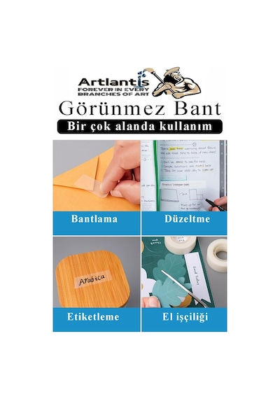 Görünmez Bant 19x33 Metre 1 Adet Şeffaf Görünmez Bant Aydınger Yazılabilir Mat Bant Büro Bandı Selefon Bant 1