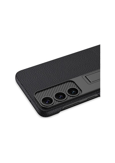 Galaxy Uyumlu S24 Kılıf Kılıf Karbonfiber Suni Deri Görünümlü Kıpta Standlı Kapak