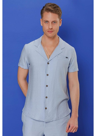 Efor G 1549 Slim Fit Mavi Klasik Gömlek Mavi