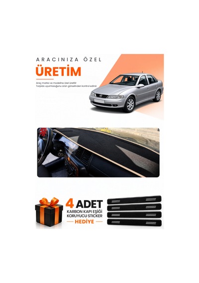 Opel Vectra B 1995-2001 Uyumlu Torpido Koruma Örtüsü Oto Kılıfı - Siyah Bej