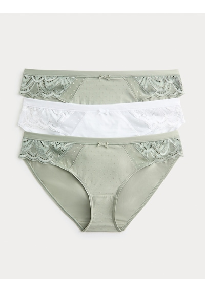 Marks & Spencer 3'lü Amelia Dantelli Bikini Külot Seti T61005760N Yeşil