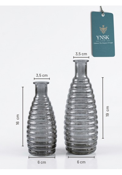 2 Li Minimalist Cam Vazo Seti Dekoratif Modern Masa Üstü Vazo Çiçeklik Füme