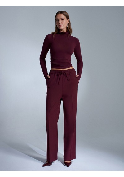 Dilvin 72209 Beli Lastikli Pantolon-bordo Bordo