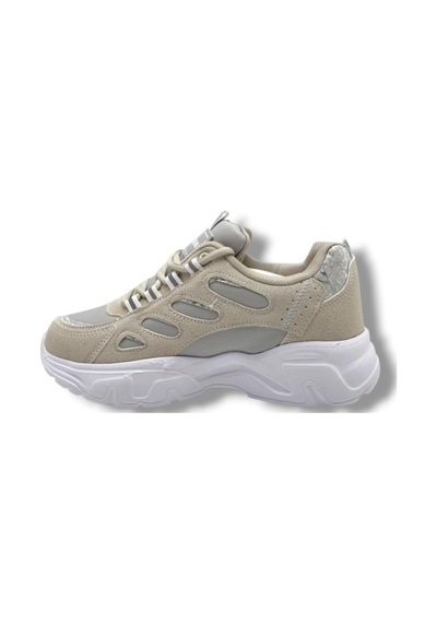 Queen Step 1001-26 Süet Cilt Simli Anatomik Kadın Sneaker Gri