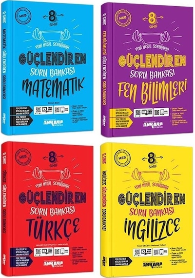 Ankara 8. Sınıf Matematik + Türkçe + Fen + İngilizce Güçlendiren Soru Seti 4 Kitap 2023