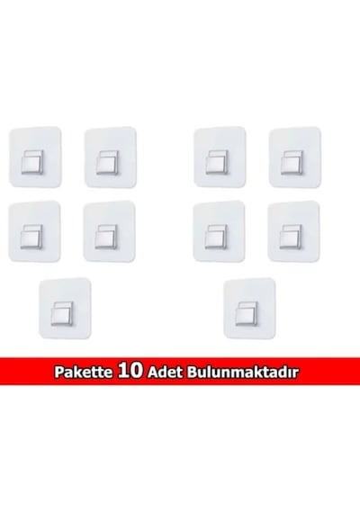 Sticker Kendinden Yapışkanlı 10 Lu Paket Şeffaf Tekli Askılık Diğer