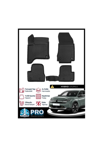 Citroen C4 Hybrid 3d Havuzlu Paspas 2025 2026 Model Kokusuz Sadece Hibrit İçin Uyumlu