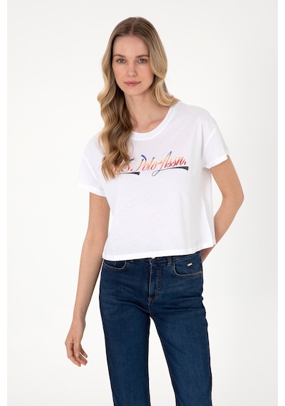 U.S. Polo Assn. Kadın Beyaz Bisiklet Yaka Tişört 50299735-VR013