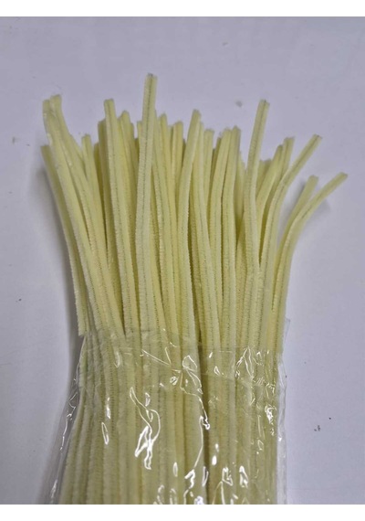 100 Adet Soft Krem A036 Renk Şönil Çubuk 30 Cm Çiçek Yapımı - El İşi - Hobi - Parti Yapay Çiçek