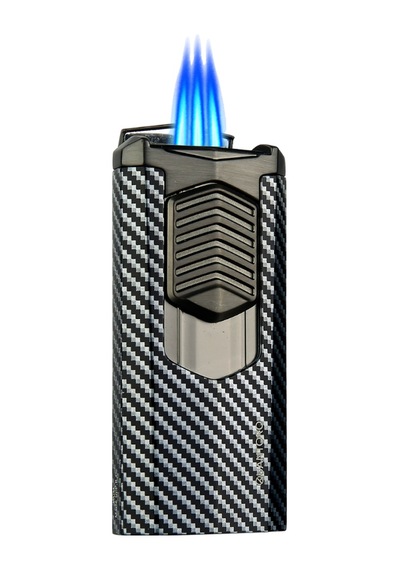Quantoro 3 Torch Pürmüz Siyah-karbon Metal Puro Çakmağı - Trz1007