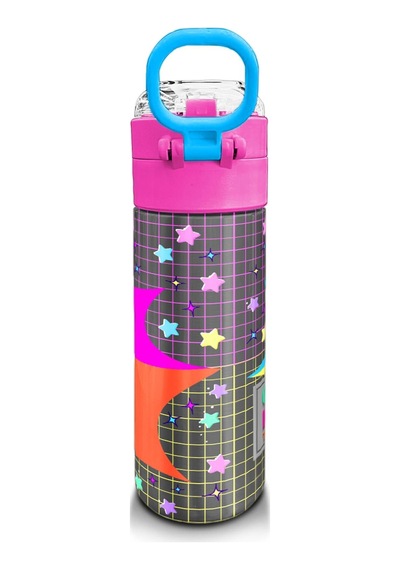 Coral High Kids Gri Mavi Pembe Anime Desenli Pipetli Ve Direkt İçim Çelik Termos 500 Ml 31943 Gri - Mor