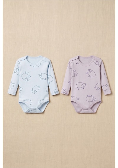 Minory Baby - %100 Pamuk Uzun Kol Kuzulu Body Set Çok Renkli Çok Renkli