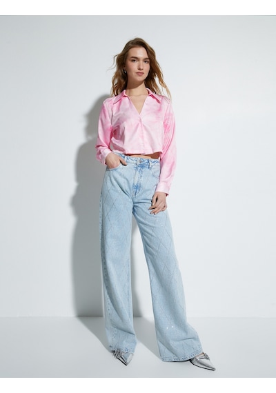 Koton Crop Gömlek Floral Desenli Pembe Desenli 4sak60333pw Pembe Desenli