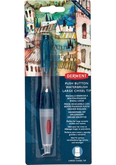 Derwent Push Button Waterbrush Sulu Boya Fırçası Chisel 10 MM