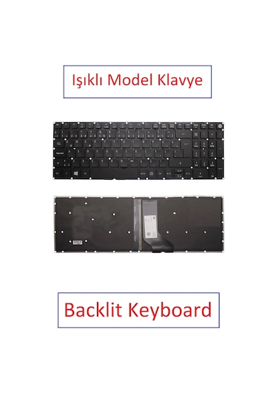 Siyah-ışıklı, Notebook Klavye - Acer Aspire 5 A515-51g-51ry Muadili İle Uyumlu