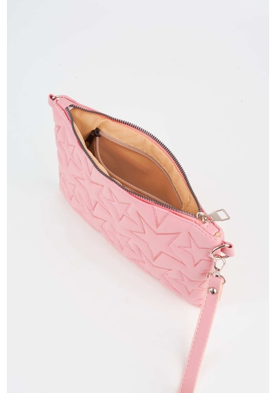 Vivaq Kadın Gül Kurusu Yıldız Nakışlı Suni Deri Bilek Ve Zincir Askılı Portföy El Ve Clutch Çanta