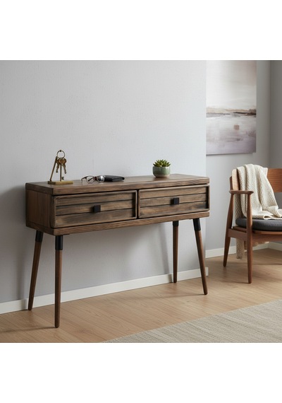 Mobenta Stria Entry: Modern Masif Dresuar 2 Çekmeceli Antre Konsolu - 120x31.5 Cv Ceviz