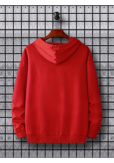 Uyguntarz Unisex Alcakgonullu Kal Baskılı Oversize Sweatshirt Kırmızı