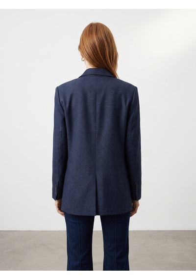 DİLVİN 60811 Keten Karışımlı Blazer Ceket-lacivert