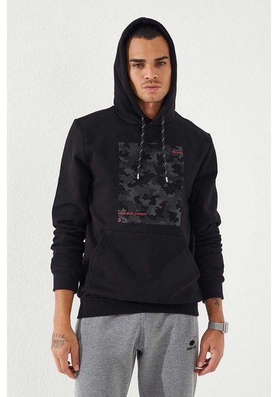 Tommy Life Siyah Kamuflaj Desen Baskılı Standart Kalıp Kapüşonlu Erkek Sweatshirt - 87884 Siyah Tommy Life Siyah Kamuflaj Desen Baskılı Standart Kalıp Kapüşonlu Erkek Sweatshirt - 87884 Siyah