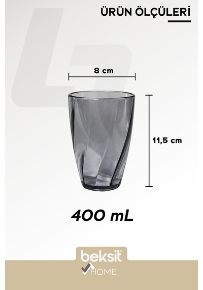 Home Glassy Kırılmaz Polikarbon 6'lı Bardak Antrasit 400 Ml Antrasit Antrasit