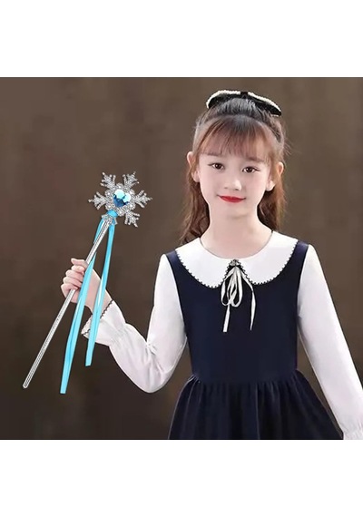Kar Taneli Mavi Kalp Taşlı Saten Kurdeleli Karlar Ülkesi Elsa Asası Sopası 34cm " 45368067