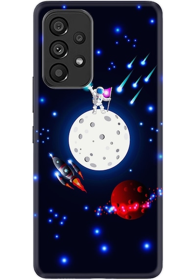 Samsung Uyumlu A13 Kılıf Silikon Desen Ay Ve Astronot 1694