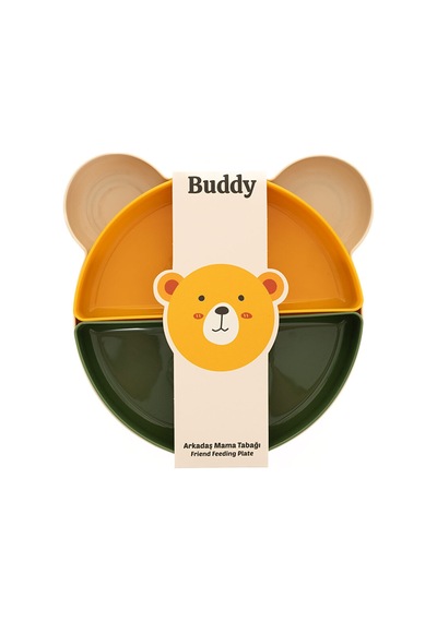 Buddy Mama Tabağı - 5 Parça Bej - Yeşil - Sarı 2 Adet