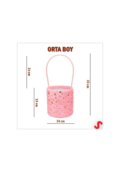 Susle Baby Hortum Saplı Kalpli Pembe Pelüş Kutu Orta Boy - 14 Cm