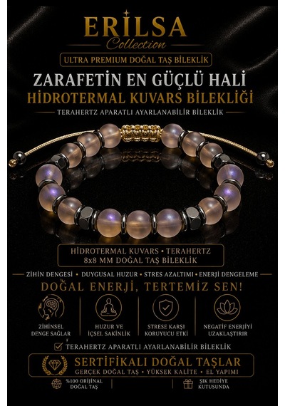 Sertifikalı Terahertz - Aura Hidrotermal Kuvars Taşı Bileklik - 8 Çok Renkli