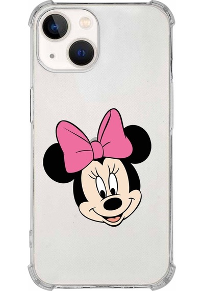 Apple Uyumlu iPhone 13 Mini  Köşe Korumalı Antişok Kapak Minnie Mouse Tasarımlı Şeffaf Kılıf