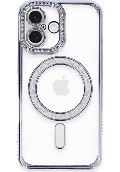 Apple iPhone Uyumlu - 16 Plus Kılıf Joke Simli Magneticsafe Kılıf - Mavi