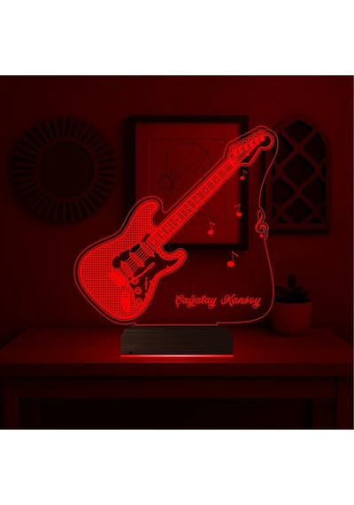 Luvivia Elektro Gitar Gitarist Rock Müzik Kişiye Özel 3d Lamba - Masa Gece Lambası V2 Şeffaf