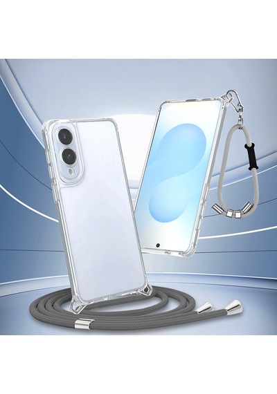 Samsung Galaxy Uyumlu S25 Edge Kılıf Airbagli Takılabilir Askı Aparatlı Zore Snap Silikon Kapak Seffaf