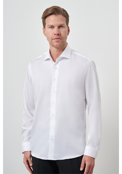 Morven Erkek Beyaz Pamuk Trend Slim Fit Dar Kesim Non Iron Gömlek 26mc004001600 Beyaz Beyaz
