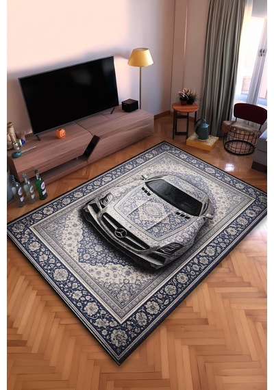 Mercedes Sls Amg Araba Desenli Halı Dijital Baskı Yıkanabilir Kaymaz Taban Leke Tutmaz Çok Renkli7