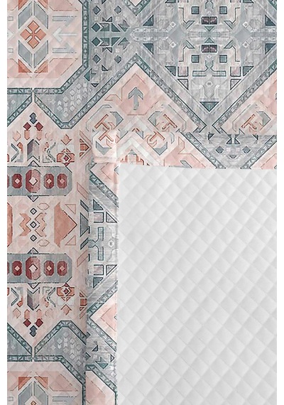Geometrik Bohem Pudra Genç Odası Tek Kişilik Pike Takımı-etnik Mint 160x220 Cm Kapitone Yatak Örtüsü Naif Halı Fısıltısı