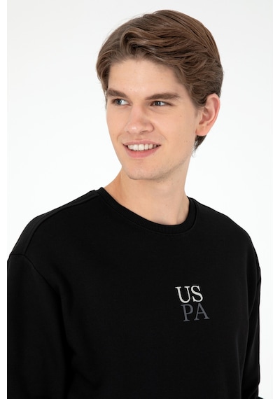 U.S. Polo Assn. Erkek Comfort Fit Bisiklet Yaka Siyah Basic Sweatshirt 50293420-VR046