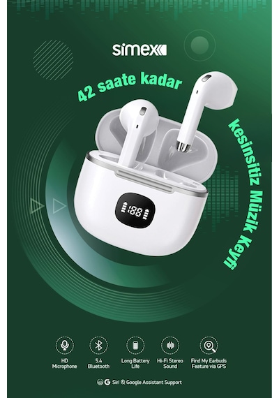 Simex QUANTUM AI Yapay Zeka Destekli Akıllı HD Mikrofon Gerçek Zamanlı Dil Çeviri Ai Anlık Tercüme 5.4 Bluetooth Kulaklık