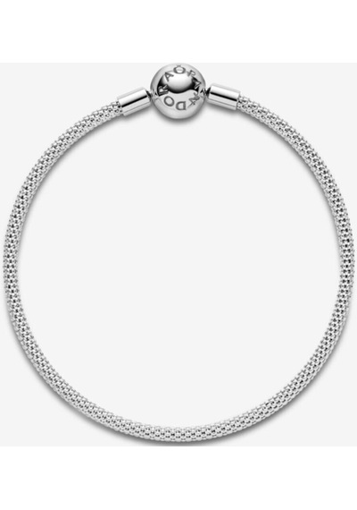 Charm Uyumlu, Ball Klips Örgü Bangle Bileklik, Tüm Boyutlar Gümüş Gümüş