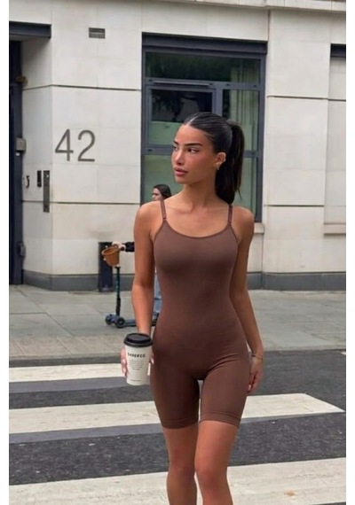 Kadın Kahverengi Casual Esnek Body