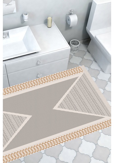 Dekoreko Kaymaz Taban Djt Banyo Halısı Trend Modern P1526 krem