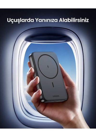 Ugreen 10.000 Mah 20w Magsafe Wireless Kablosuz Hızlı Powerbank, Siyah, 25919