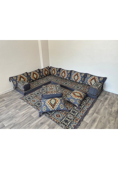 Coton Şark Köşesi Minder, Kilim, Orta Puf Konsept