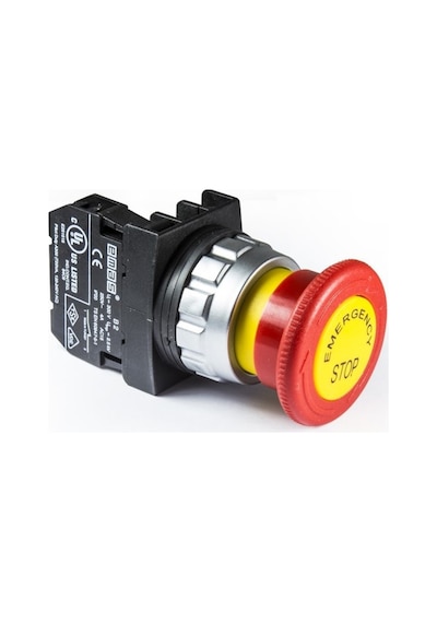 Emas H200ee H Serisi Plastik 1nc Acil Stop 40 Mm Çevirmeli Etiketli Kırmızı 30 Mm Buton