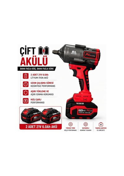 Frıko 1/2 Akülü Somun Sıkma Ve Sökme Makinesi Çift Akülü 21v 6 Ah 1350 Nm